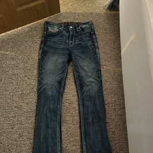 Rock Revival Blue Denim Jeans with White Stitching